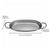 Oval Handled Serving Tray Two Handles Vintage Design Stainless Steel Plate Industrial Snack Platter for Restaurant Owners, Bar, Cafe