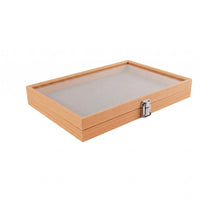 Wooden Glass Jewelry Box Transparent Lid Storage Furniture Rectangular