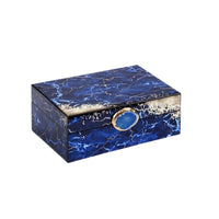 Glass Jewelry Box Marbled Jewelry Box with Hinged Lid Elegant for Bedside Table