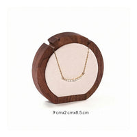 Circular-Shaped Jewelry Stand Framed Walnut Necklace Display Stand Elegant