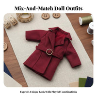 OB11 Doll Coat Long Design 1/12 Scale Doll Outerwear Belted Design Miniature Trench Coat for Hobbyists
