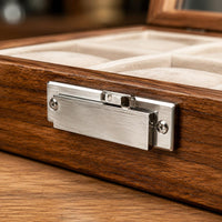 Watch Display Box Padded Interior Walnut Watch Box Glass Lid for Tabletop