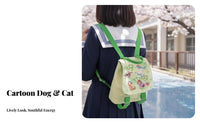 Puppy Party Canvas Mini Backpack, Cute Lightweight Cartoon Daypack for Students