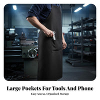 Wear-Resistant Denim Bib Apron Long-Lasting Denim Work Apron Large Pockets for Craftsmen, Woodworkers, Factory, Workshop, Woodworking