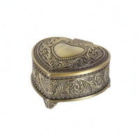 Heart-Shaped Jewelry Box Embossed Antique Jewelry Case Metal-Look Accessory Storage