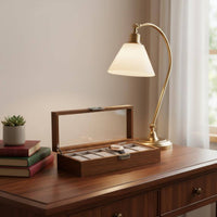 Watch Display Box Padded Interior Walnut Watch Box Glass Lid for Tabletop