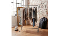 With Wheels Rolling Clothes Rack Rust-Proof Mobile Garment Stand Heavy Duty Freestanding Clothes Hanger Minimalist Design for Boutique