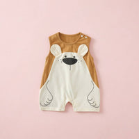 Cartoon Bear Baby Romper Soft Material Baby Romper with 3D Ears Breathable