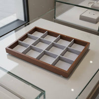 Velvet Jewelry Display Tray Peach Wood Finish for Dresser Top