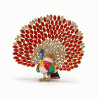 Peacock Trinket Box Desktop Jewelry Box with Hinge Ornamental for Dresser, Women