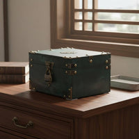 Wooden Jewelry Box Sturdy Wood Construction Chinese Design Keepsake Box Antique Design Treasure Chest Skillfully Made