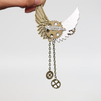 Steampunk Wing Brooch Antique-Inspired Gear Wing Brooch Shiny Finish