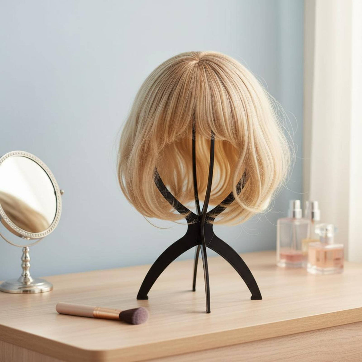 Plastic Hairpiece Stand Stable Dome Top Hat Holder Weighted Base for Salon