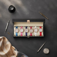 6 Slot Watch Box Padded Compartments Timepiece Organizer Clear Window