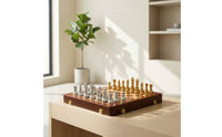 Chess Set with Storage Case Metal Chessboard Portable for Office, Collectors