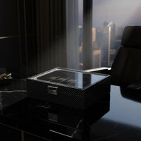 Carbon Fiber Watch Box Clear View Lid Watch Collection Organizer Men's Jewelry Organizer Large Capacity