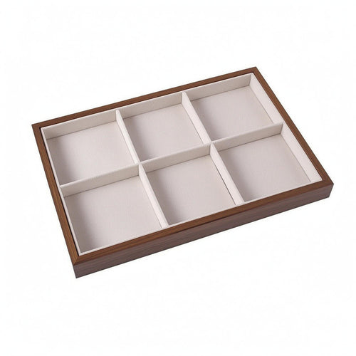 Walnut Jewelry Tray Beige Lined Household Storage Rectangular