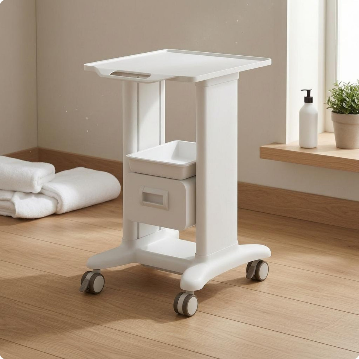 Beauty Storage Cart Swivel Casters Rolling Beauty Cart Rectangular Top Shelf Salon Trolley
