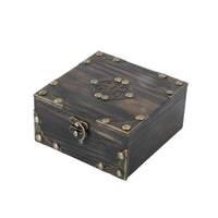 Square Wooden Storage Home Chest Decor Compact Size Hinged Lid for Tabletop