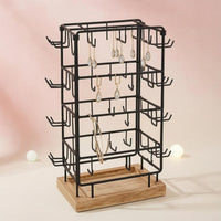 Rotating Jewelry Display Rack Metal Frame Rotating Pegboard Rack Hook Rails