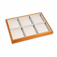 Linen Jewelry Tray Showcase Scratch Protection Wooden Jewelry Display Tray for Dresser Top
