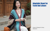Bohemian Multicolor Shawl, Women's Ethnic Cape, Autumn Winter Scarf, Warm Reversible Blanket