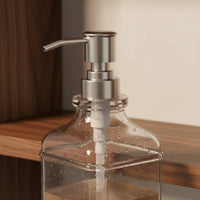 Square Glass Pump Bottle Refillable Lotion Pump Bottle for Kitchen, Office