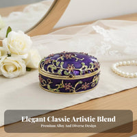 Exquisite Craftsmanship Oval Enamel Jewelry Box Unique Gift Enamel Jewelry Box Hand-Colored for Women, Wedding, Vanity Table, Dresser