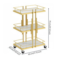 Gold Beauty Salon Trolley Elegant Design 3 tiered Salon Trolley Anti-Fall Guardrails 3 tiered Rolling Cart for Nail Technicians, Hair Stylists