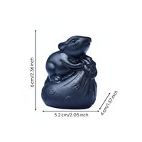 Rats Wealth Sack Figurine Hand Carved Chinese Astrological Figurine Frosted Finish Small Animal Sculpture for Office