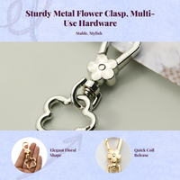 Coral Flower Snap Hook, Metal Connector, Purse Strap Mount Hook, DIY Bag Accessories, Hanging Crafts, Replacement Clasp