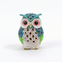 Owl Jewelry Box Jeweled Ornament Enameled for Vanity