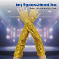 Beaded Reflective Long Fingerless Gloves, Polyester, Halloween, Cosplay, Stage, Nightclub