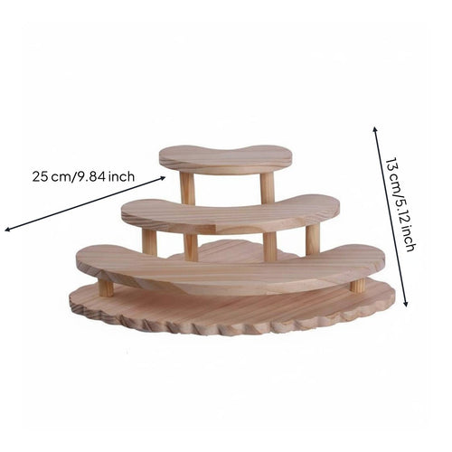 Corner Display Shelf Multifunctional 3-Tier Wooden Display Simple Setup Assembly Fan-Shaped Organizer Rack for Collectors, Desktop