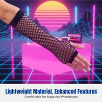 Long Fishnet Gloves, High Elastic Thick Mesh, Nightclub, Party, Stage, Cosplay, Unisex