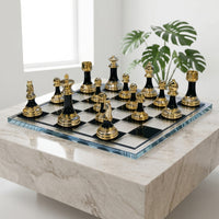 Chess Set with Board Decorative Chess Set Chessboard Glossy Lustrous for Adults, Study, Living Room