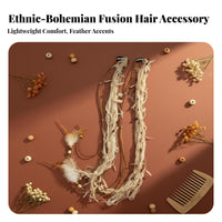 Colorful Hair Rope with Feather Tribal Design Bohemian Dreadlock Accessory Boho Hair Wrap Retro Dreadlock Accessory for Holidays