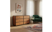 Solid Wood Construction 6-Drawer Dresser Vanity Combo Multi-Functional L-Shaped Makeup Table Multifunctional Extendable Makeup Table Rotatable for Women