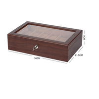 Glass Lid Watch Display Box Metal Lock Wooden Watch Display Case Wood Grain