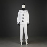 Pierrot Clown Costume Cosplay Ruffle Collar Clown Suit Scary for Themed Parties