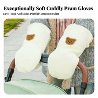 2 Pieces Winter Baby Carriage Handle Cover Windproof Baby Carriage Handlebar Mittens Pushchair Handlebar Mittens Easy to Install