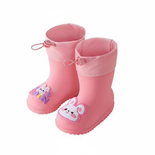 Children's Rain Boots Lightweight Kids' Rubber Boots Drawstring Top