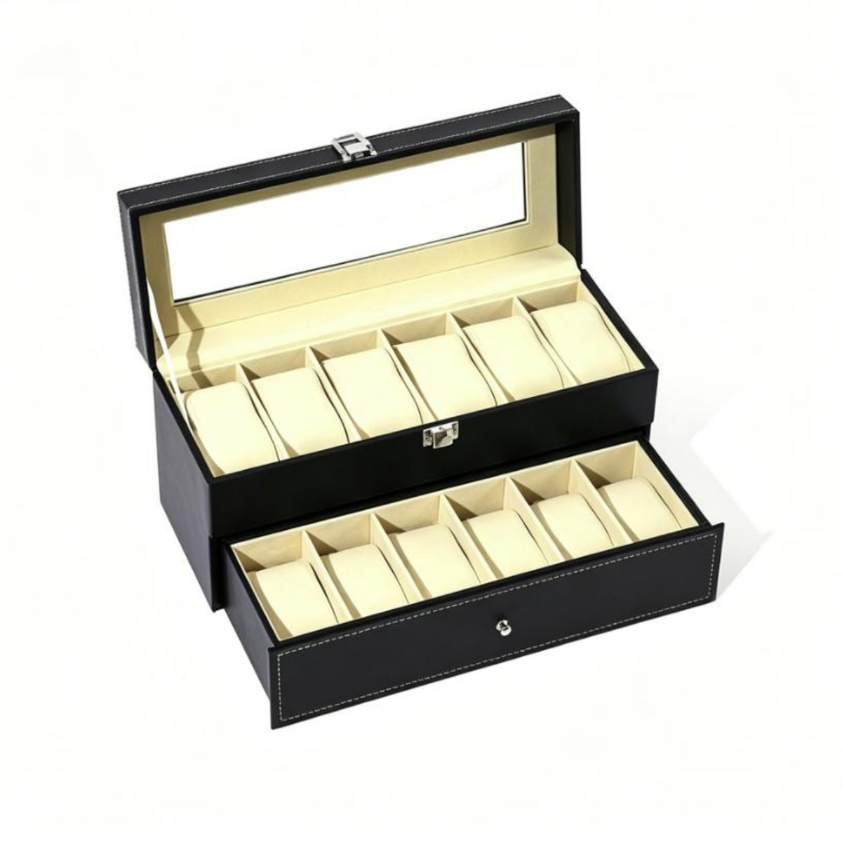 Drawer Watch Box Padded Compartments Watch Drawer Box All-Around Protection