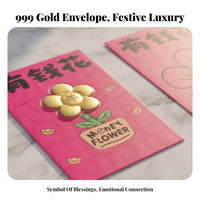 Gold 999 Jewelry Set, Money Flower, Blooming, Festive Red Envelope