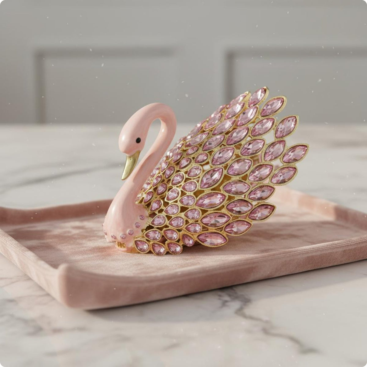Swan Jewelry Box European Design Crystal Swan Box Metal Frame