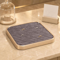 Square Jewelry Display Tray Rounded Corners Storage Polished Metal Rim