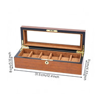Wooden Watch Box Hinged Top Glass Lid Watch Box Front Lock