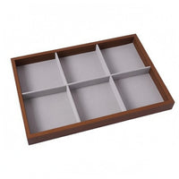 Wooden Jewelry Organizer Walnut-Colored Lined Accessory Tray Space-Saving