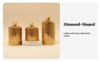 Airtight Seal Pearl Pattern Food Jar Elegant Design Gold Decorative Canister Sturdy Construction for Desktop, Pantry