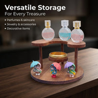 Wood Perfume Organiser for Dresser, 2 Layer Stepped Decorative Tray, Makeup